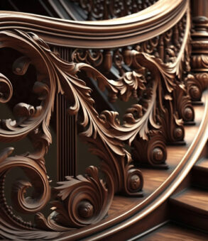 Ornate spiral staircase showcases ancient architectural elegance generated by artificial intelligence